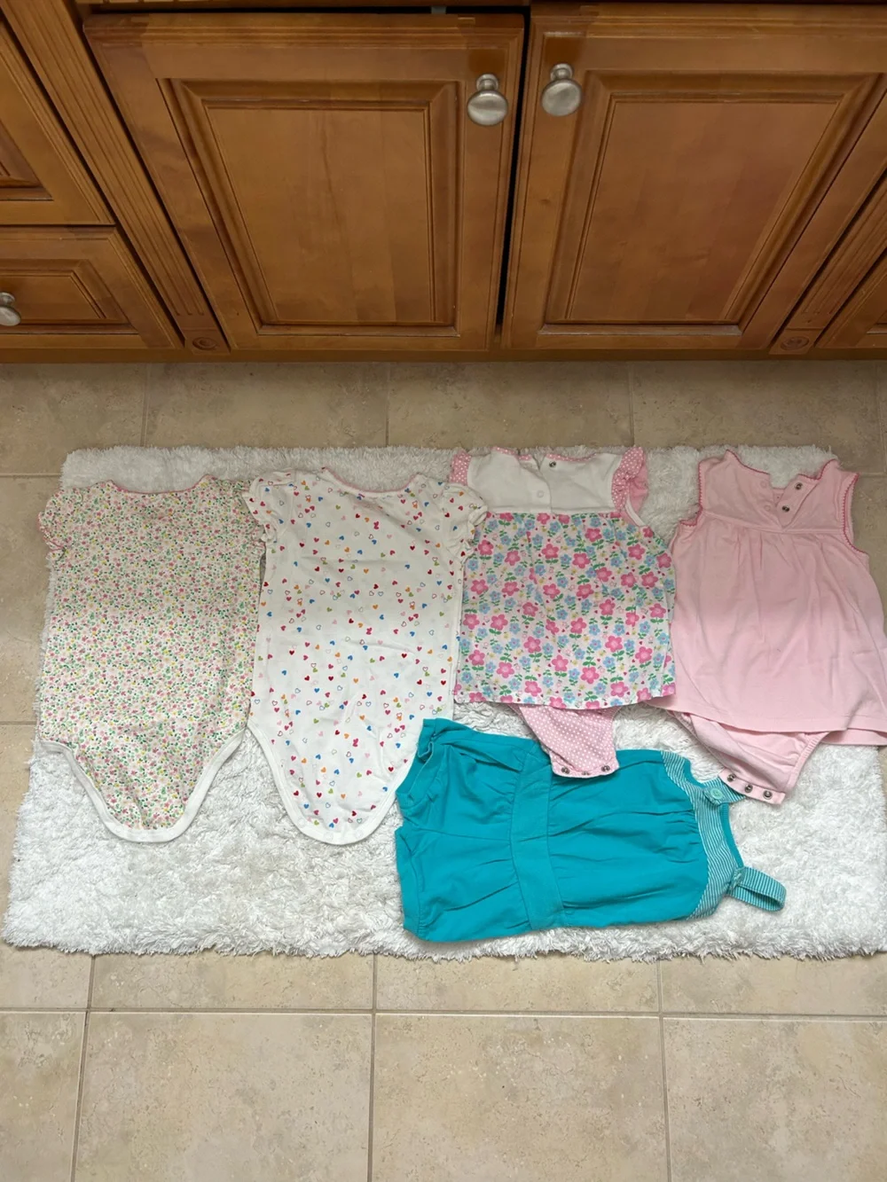 Bundle of 5 Baby Girls Onesies and Romper -  18M
